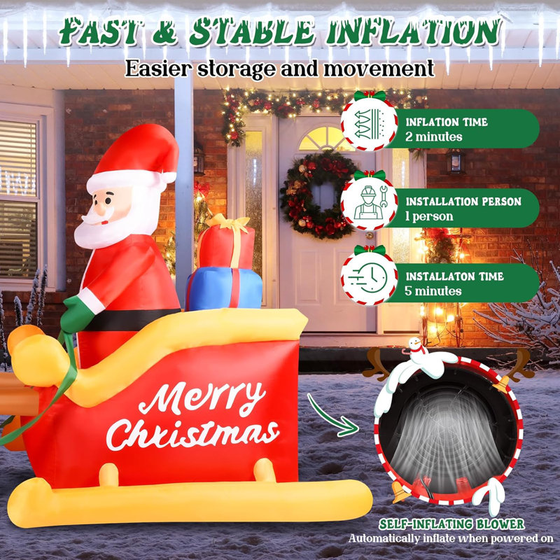One Allium Way® 7 FT Christmas Inflatable Decorations Santa One Allium Way® 7 FT Christmas Inflatable Decorations Santa